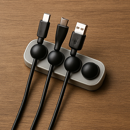 cable-tidy-placeholder Image of a Magnetic cable management clips holding USB cords on a desk